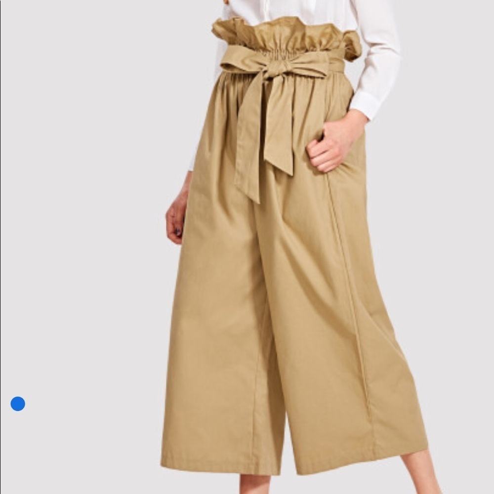 Tie Waist Hidden Pocket Wide Leg Pants